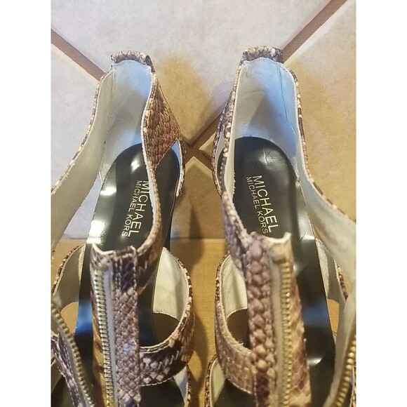 Michael Kors Berkley, Leather, T-Strap, Snake Print Zippered Heels Sz 10M READ - Picture 15 of 16